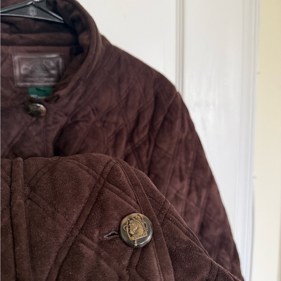 Vintage Ralph Lauren Quilted Brown Suede Jacket Horse Buttons - Picture 8 of 9